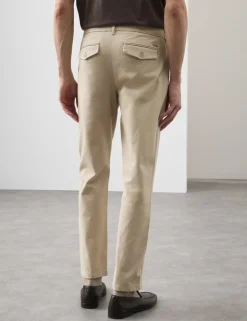Tapered Fit Textured Dobby Pleat Front Chinos