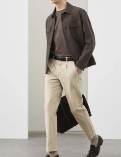 Tapered Fit Textured Dobby Pleat Front Chinos