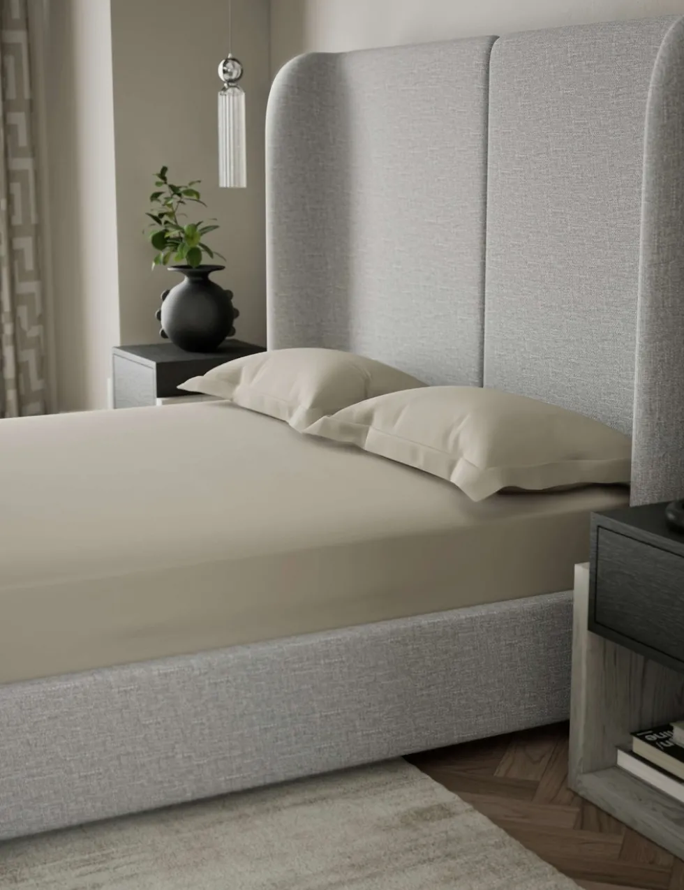 500TC Cotton Sateen Extra Deep Fitted Sheet