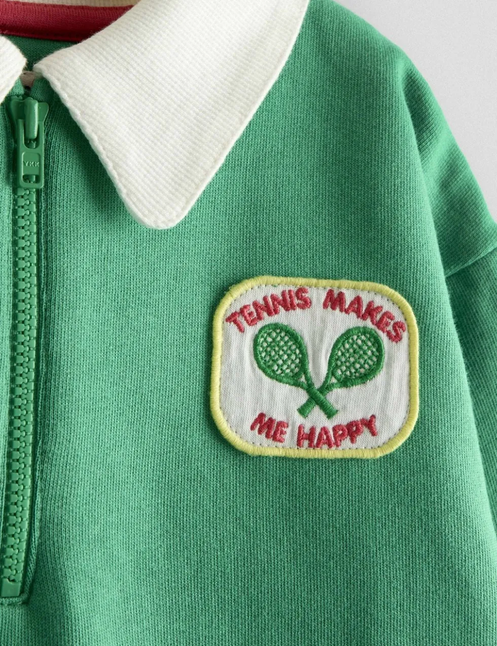 Tennis Appliqué Half Zip Sweatshirt (1-9 Yrs)