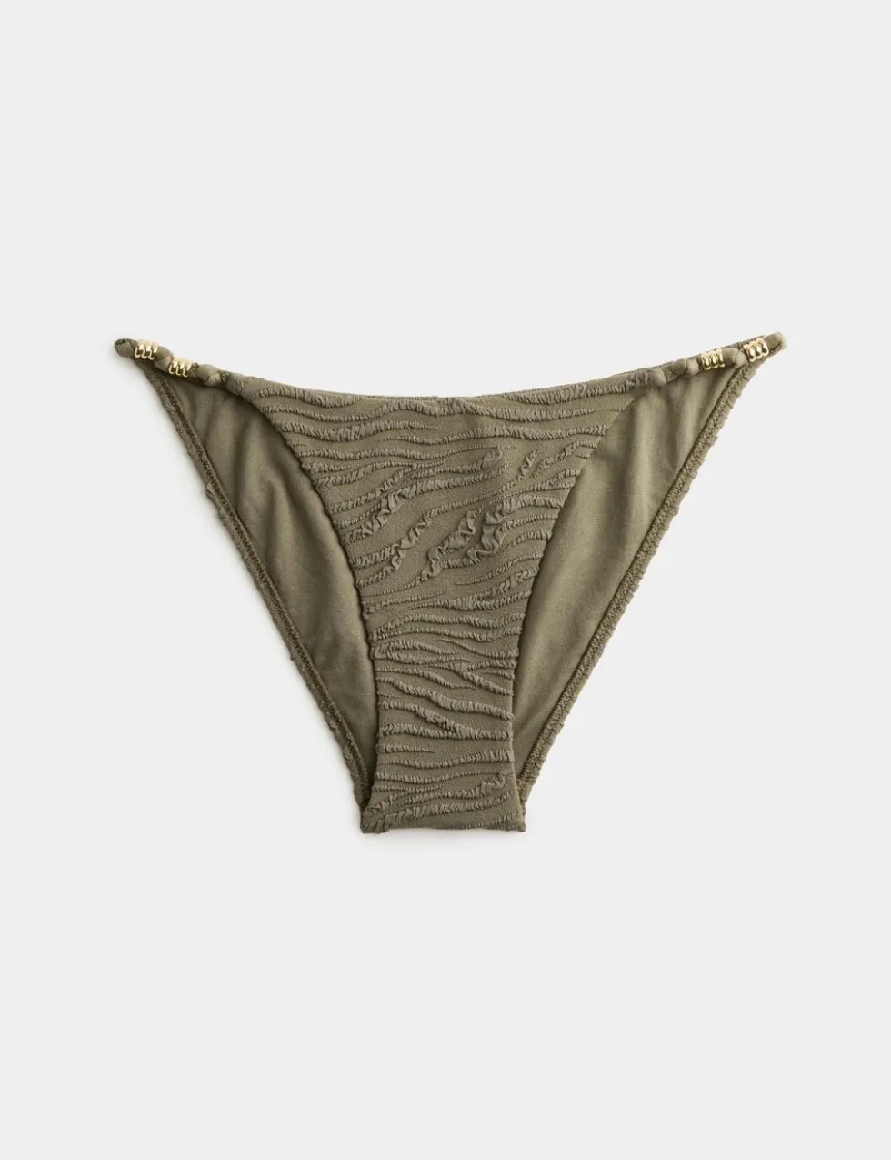 Textured Animal Print Side Detail High Leg Bikini Bottom