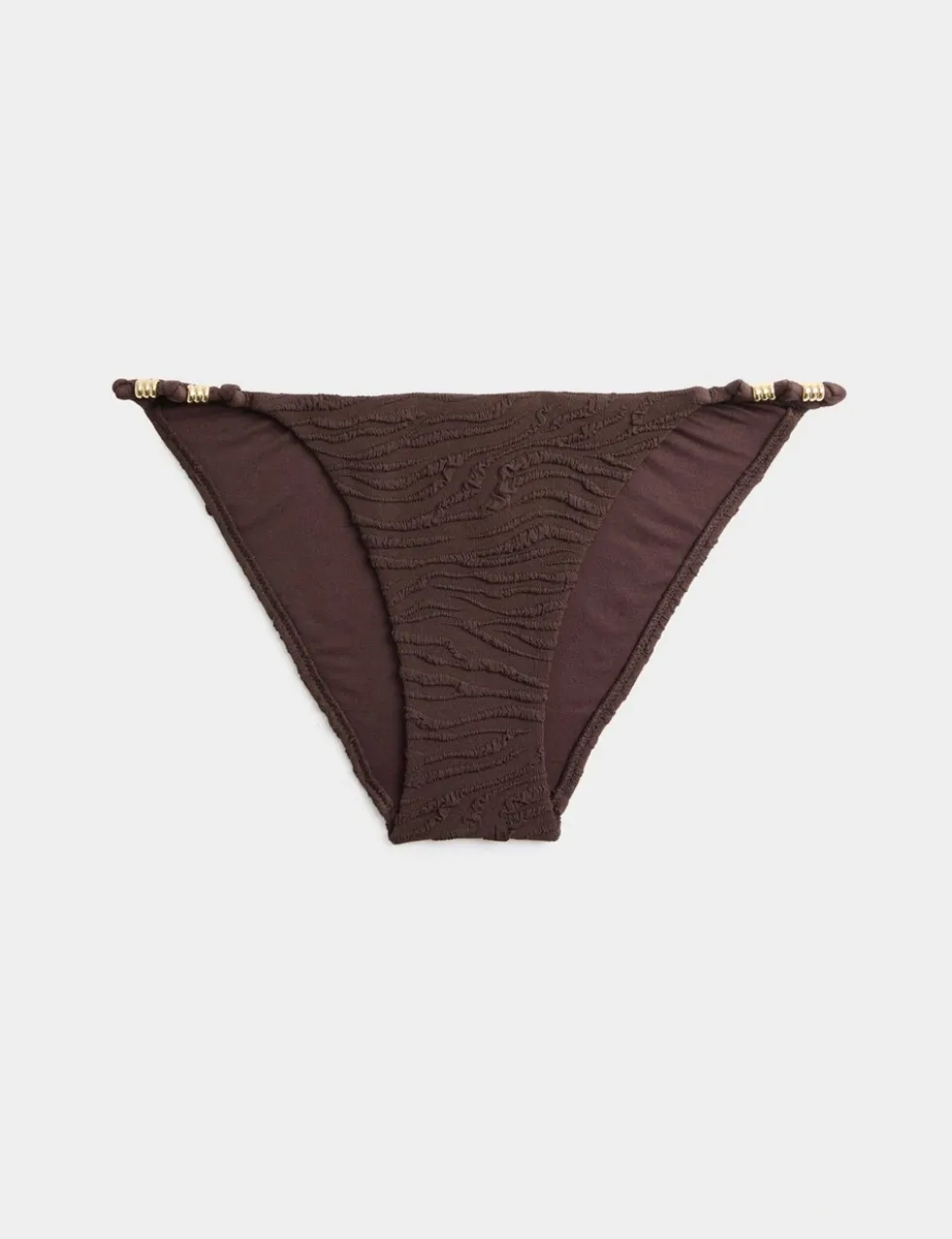 Textured Animal Print Side Detail High Leg Bikini Bottom