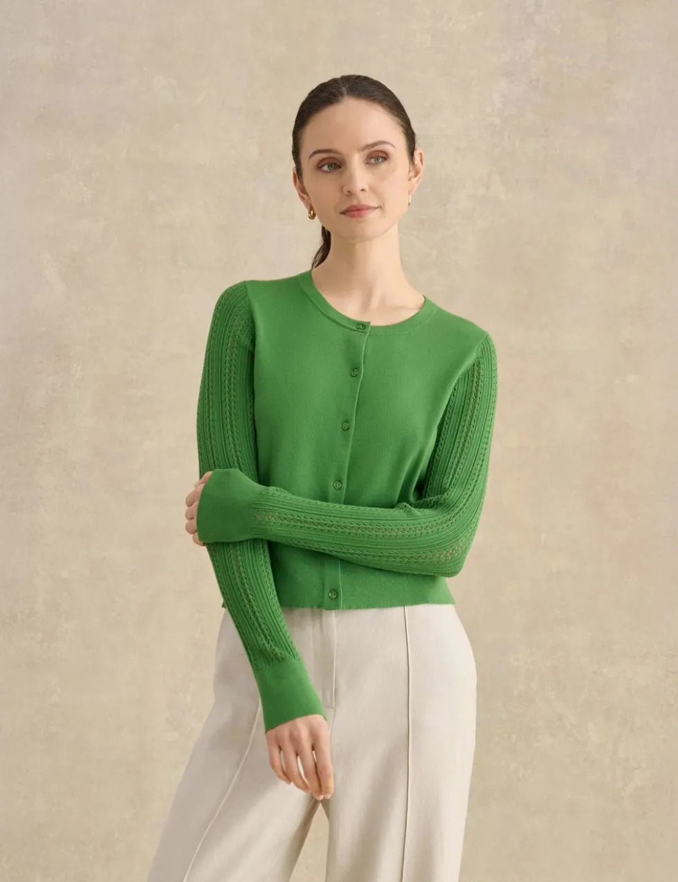 Textured Button Front Cardigan