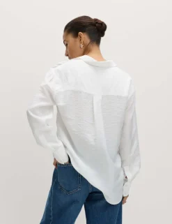 Textured Collared Button Through Shirt