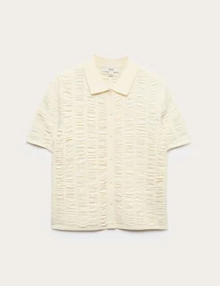 Textured Collared Fitted Cardigan