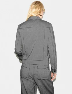 Textured Collared Utility Jacket with Linen