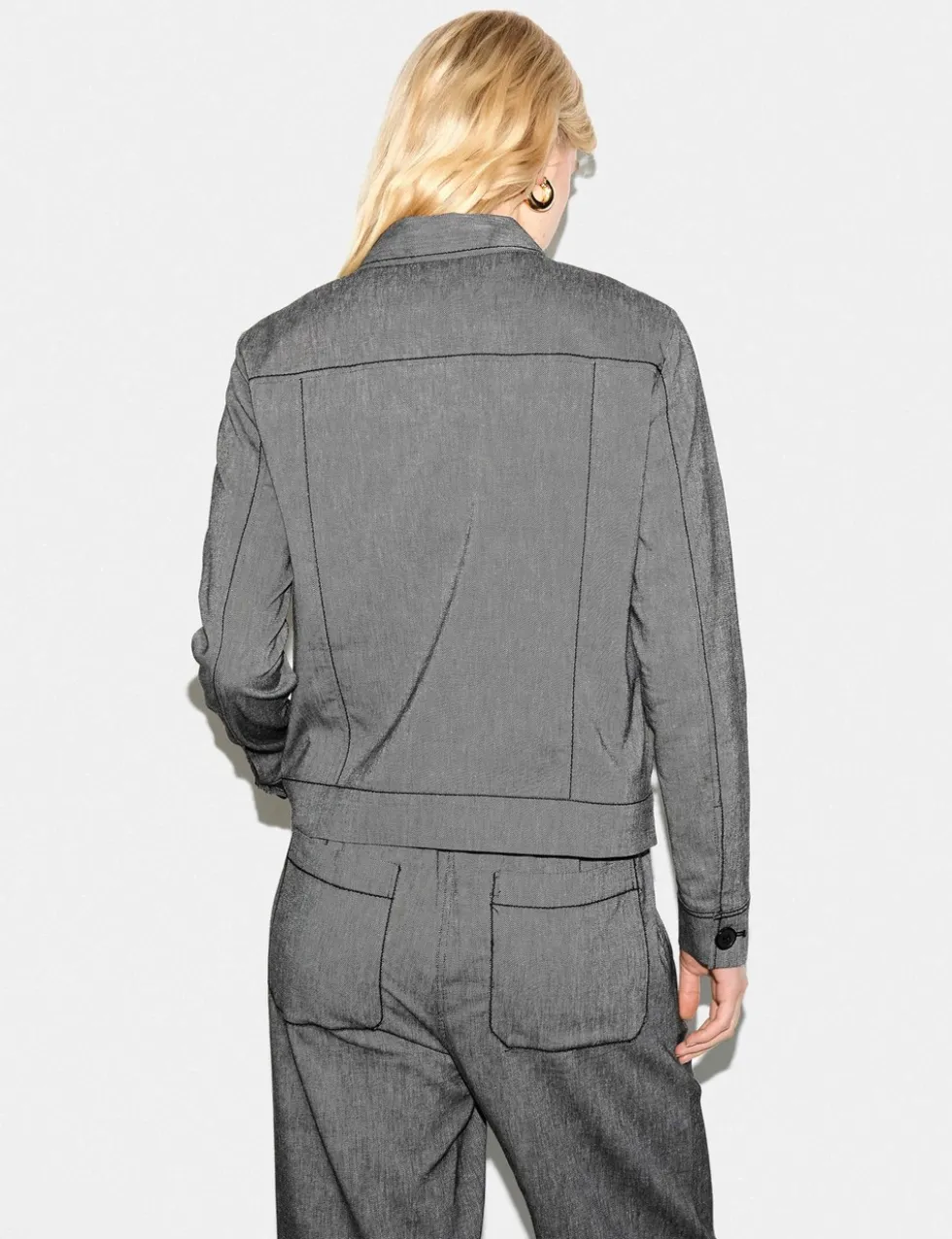 Textured Collared Utility Jacket with Linen