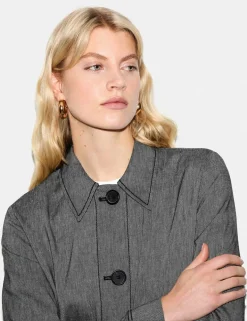 Textured Collared Utility Jacket with Linen