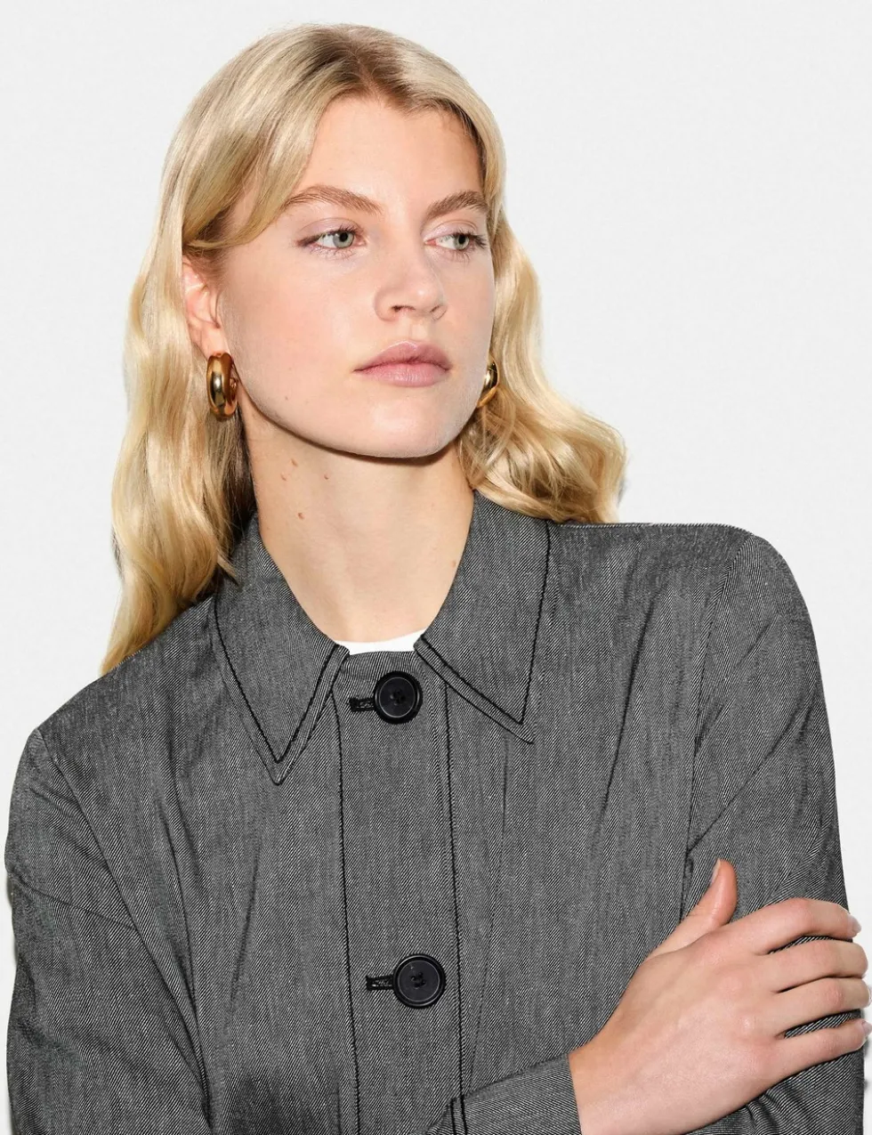 Textured Collared Utility Jacket with Linen