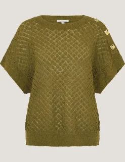 Textured Crew Neck Button Detail Jumper
