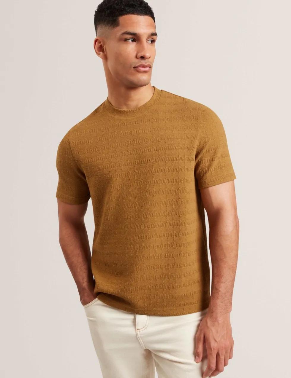 Textured Crew Neck T-Shirt