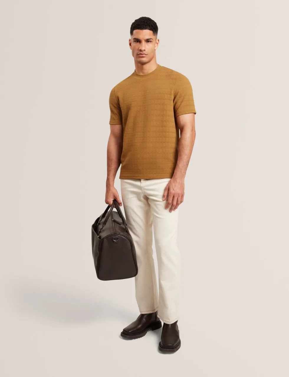 Textured Crew Neck T-Shirt