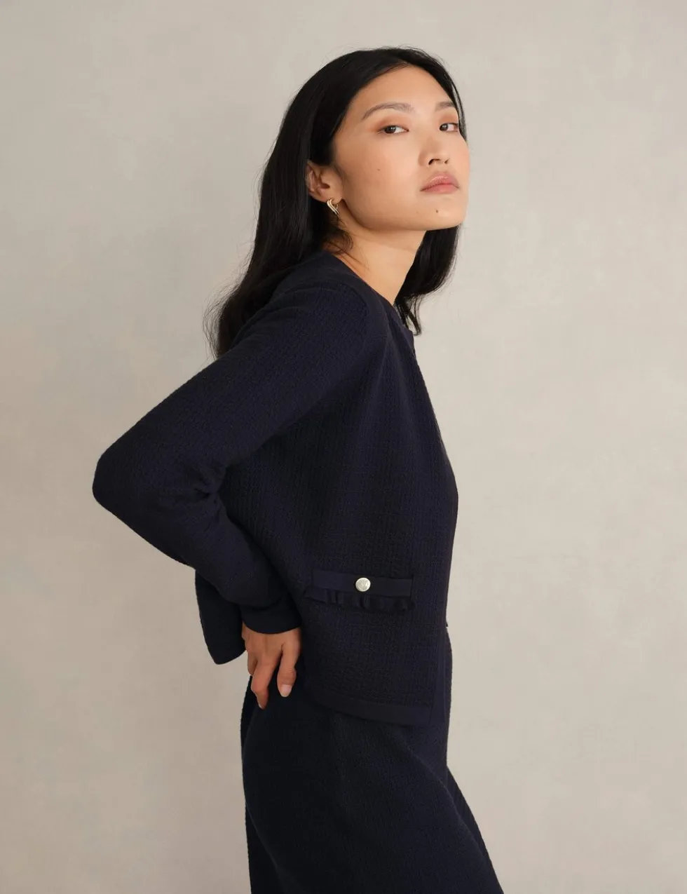 Textured Cropped Coatigan