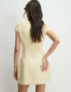 Textured 3D Flower Mini Shift Dress