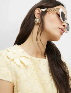 Textured 3D Flower Mini Shift Dress