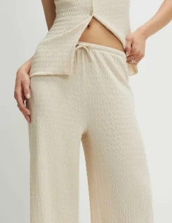 Textured Elasticated Waist Wide Leg Trousers
