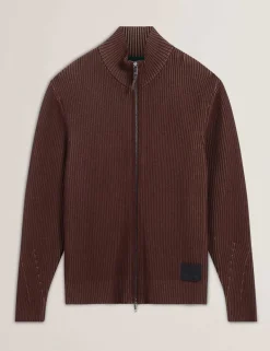 Textured Funnel Neck Knitted Jacket