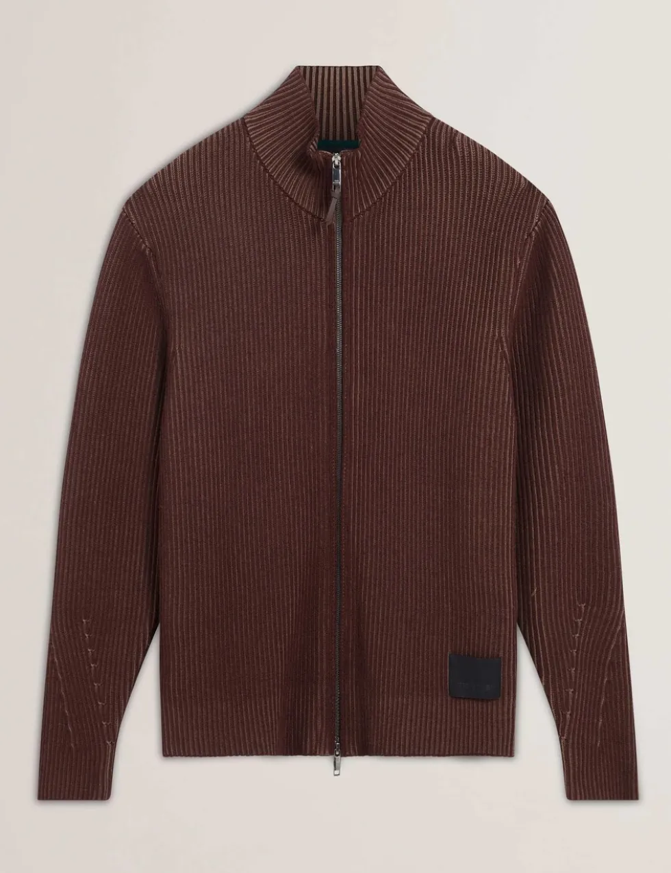 Textured Funnel Neck Knitted Jacket