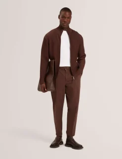 Textured Funnel Neck Knitted Jacket