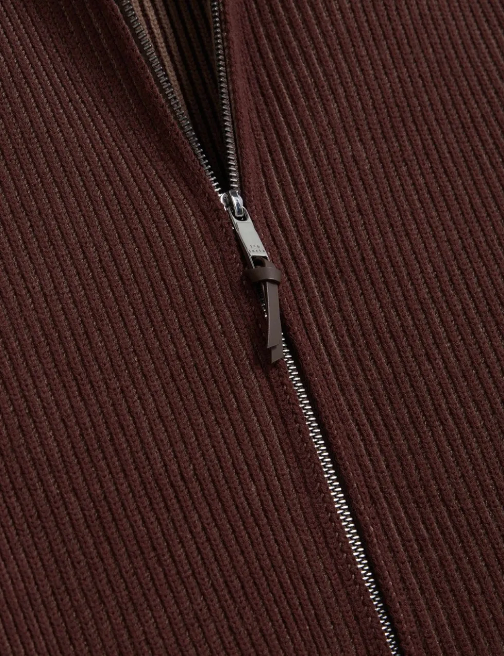Textured Funnel Neck Knitted Jacket