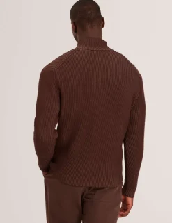 Textured Funnel Neck Knitted Jacket