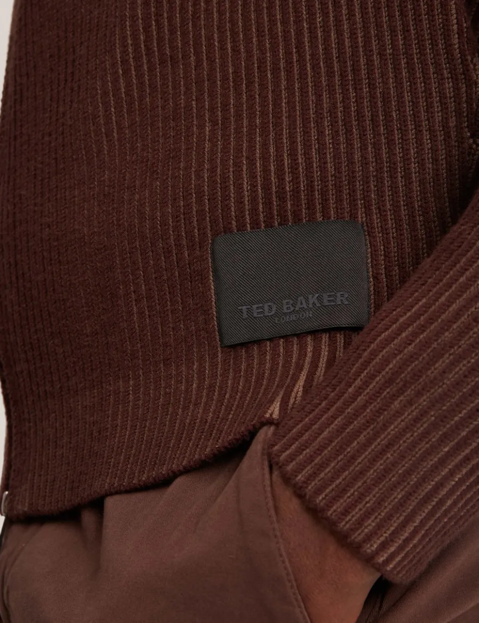 Textured Funnel Neck Knitted Jacket