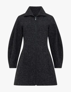 Textured Funnel Neck Mini Shift Dress