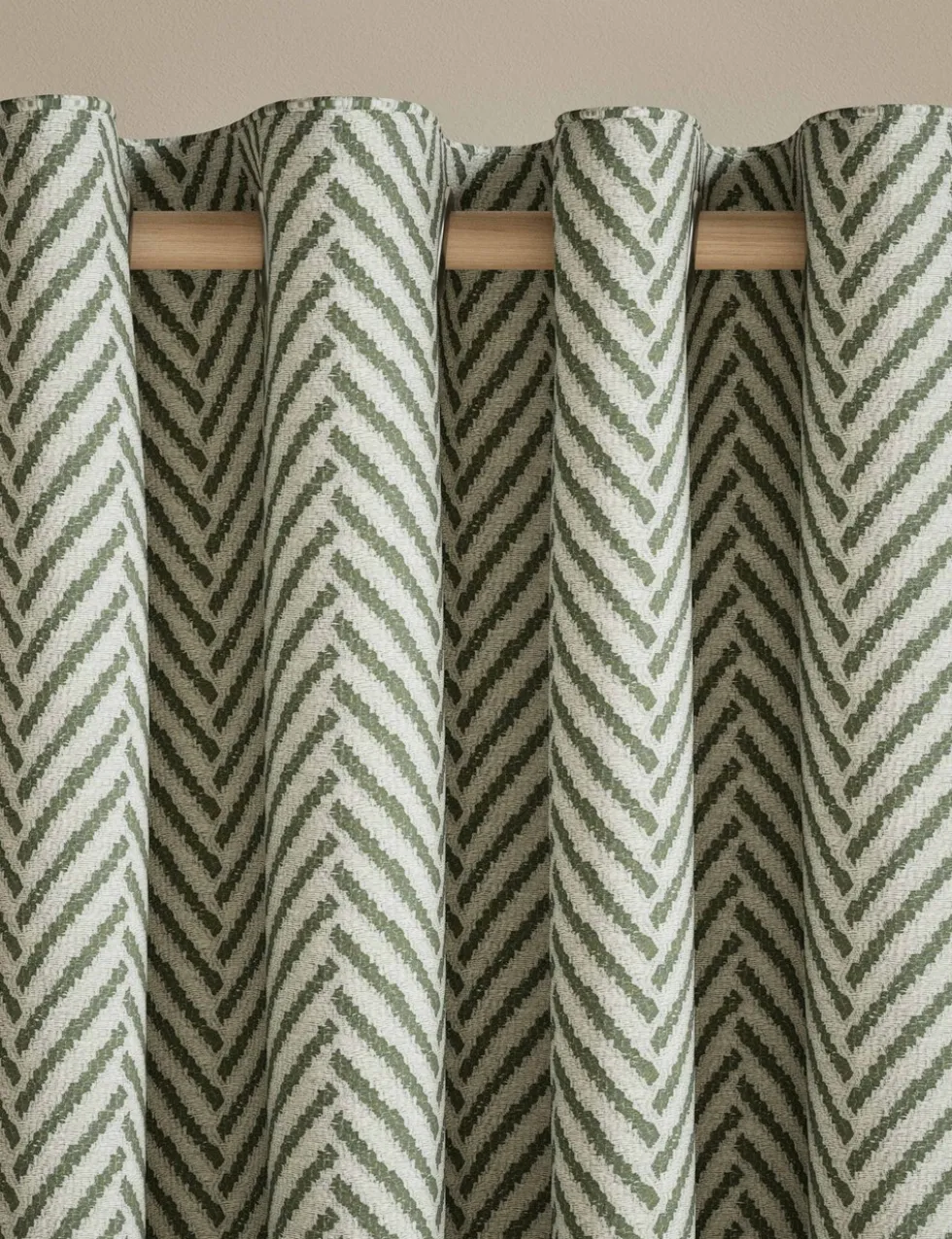 Textured Herringbone Eyelet Curtains