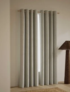 Textured Herringbone Eyelet Curtains