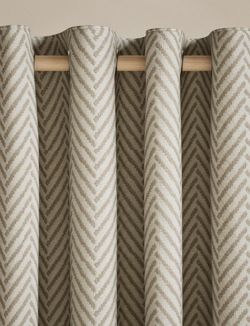 Textured Herringbone Eyelet Curtains