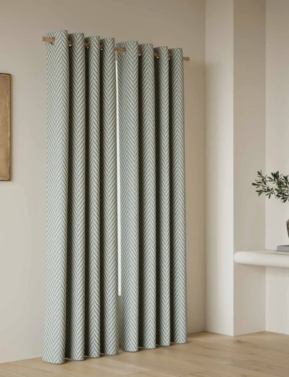 Textured Herringbone Eyelet Curtains