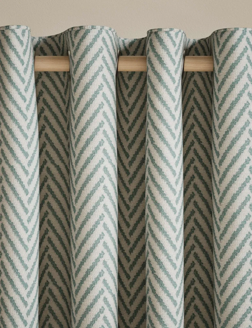 Textured Herringbone Eyelet Curtains