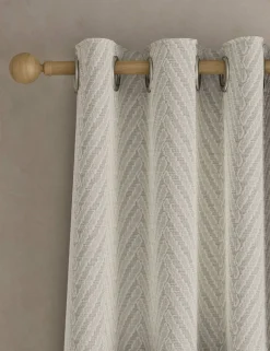 Textured Herringbone Eyelet Curtains