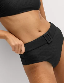 Textured Honey Comb High Waist Bikini Bottoms