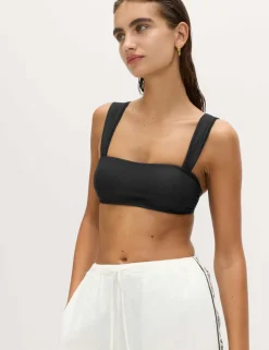 Textured Honeycomb Padded Square Neck Bikini Top