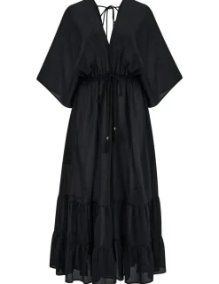 Textured Maxi Tiered Kaftan Beach Dress
