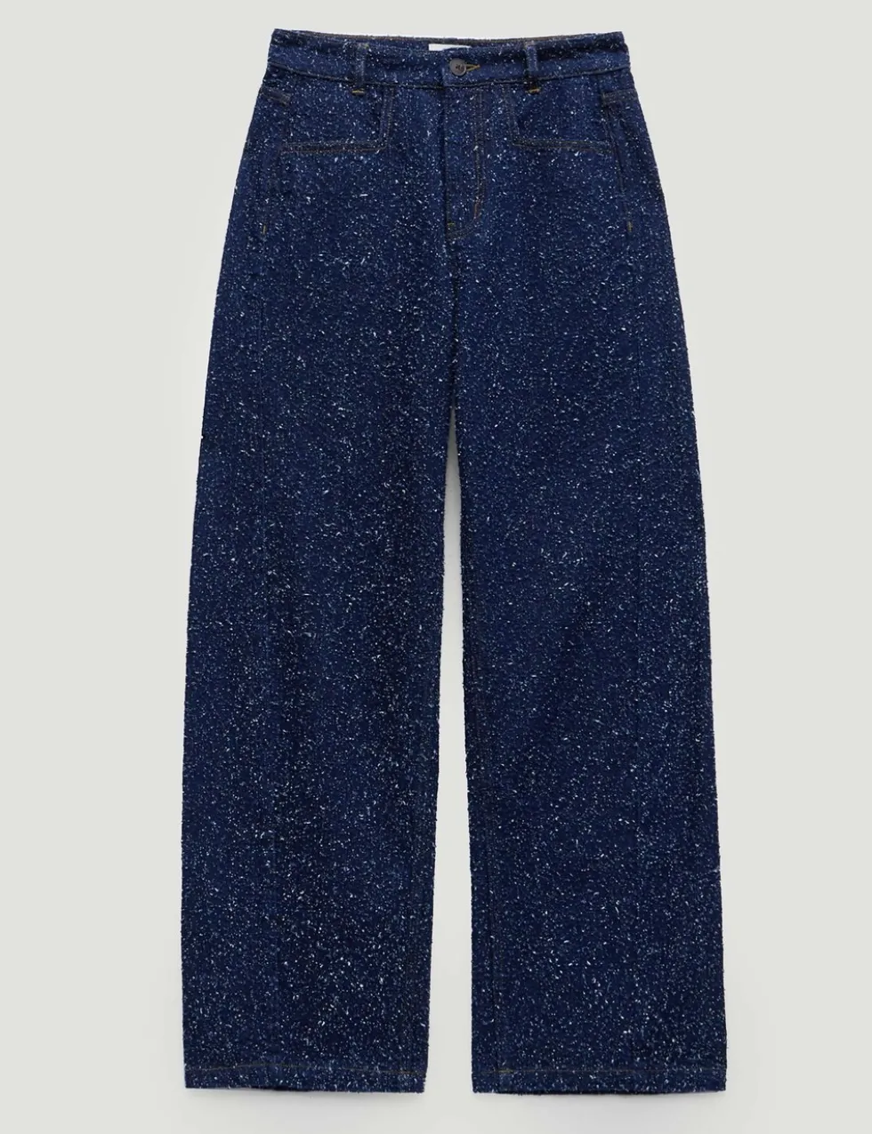 Textured Mid Rise Straight Leg Jeans