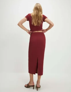 Textured Midi Pencil Skirt