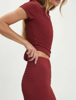 Textured Midi Pencil Skirt