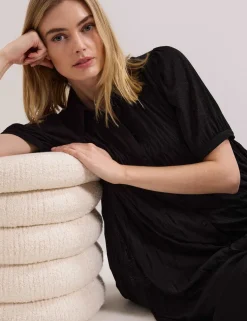 Textured Mini Shirt Dress