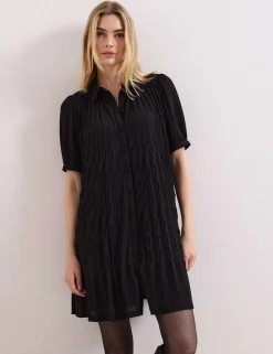 Textured Mini Shirt Dress