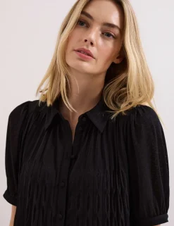 Textured Mini Shirt Dress