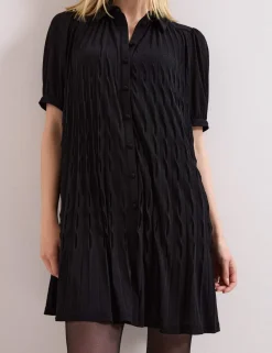 Textured Mini Shirt Dress