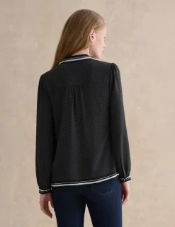 Textured Notch Neck Blouse