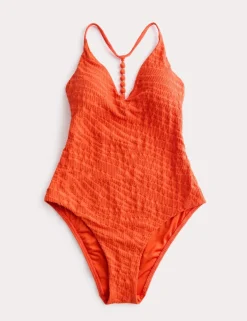 Textured Padded Back Detail Swimsuit
