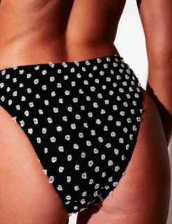 Textured Polka Dot High Leg Bikini Bottoms