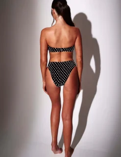 Textured Polka Dot High Leg Bikini Bottoms