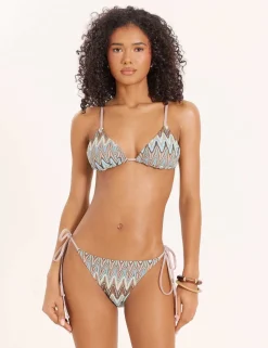 Textured Printed High Leg Bikini Bottoms