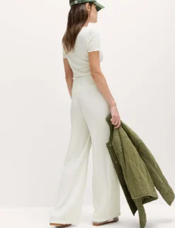 Textured Pull On Wide Leg Trousers