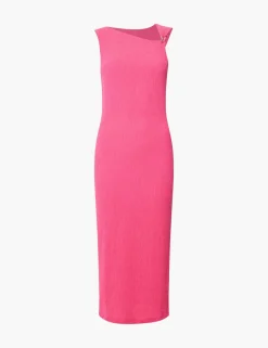 Textured Ring Detail Midi Column Dress